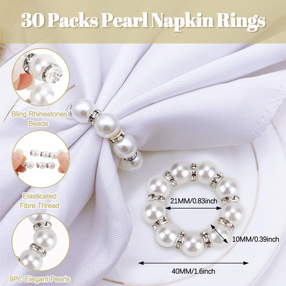 Perle Serviettenringe, 30PCS Serviettenringe Schnallen Serviette Ringe gestreckt Strass Serviette... | Amazon (DE)