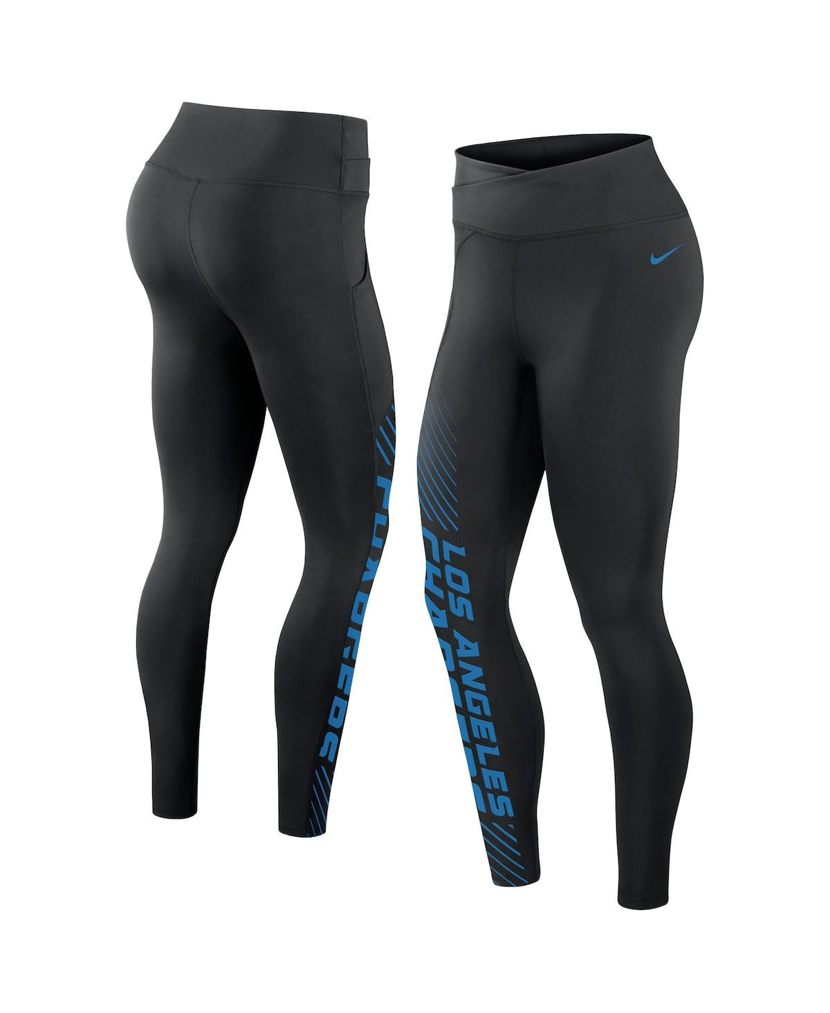 Women's Nike Black Los Angeles Chargers Yard Line Crossover Leggings - Black | Macy's