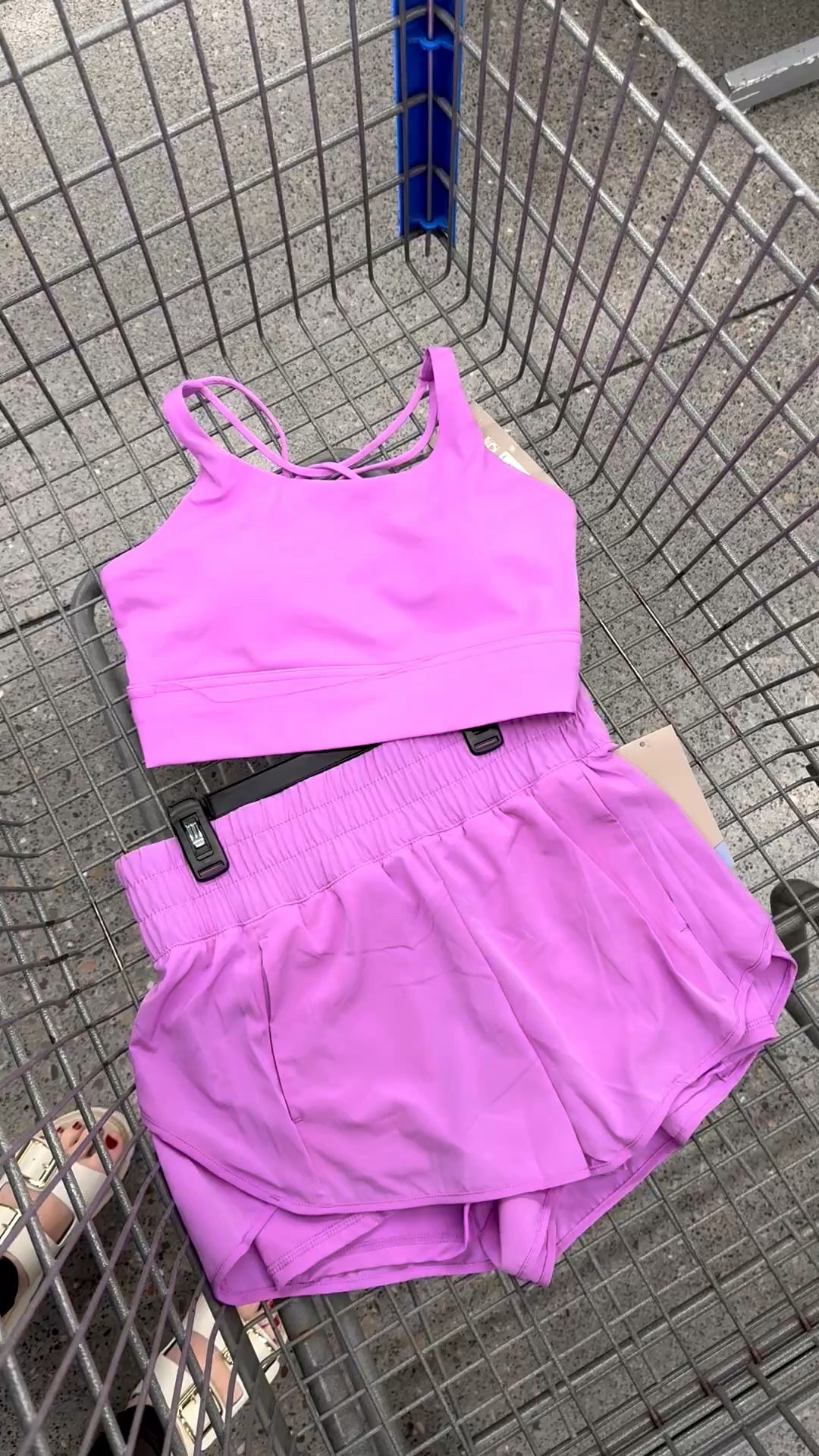 Fuchsia purple strappy workout bra and workout bike shorts with elastic waste

#LTKfitnessgoals #LTKActive #LTKmorningroutine