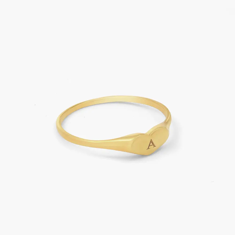 Heart Signet Ring with Initial - Gold Vermeil | Oak & Luna (US)