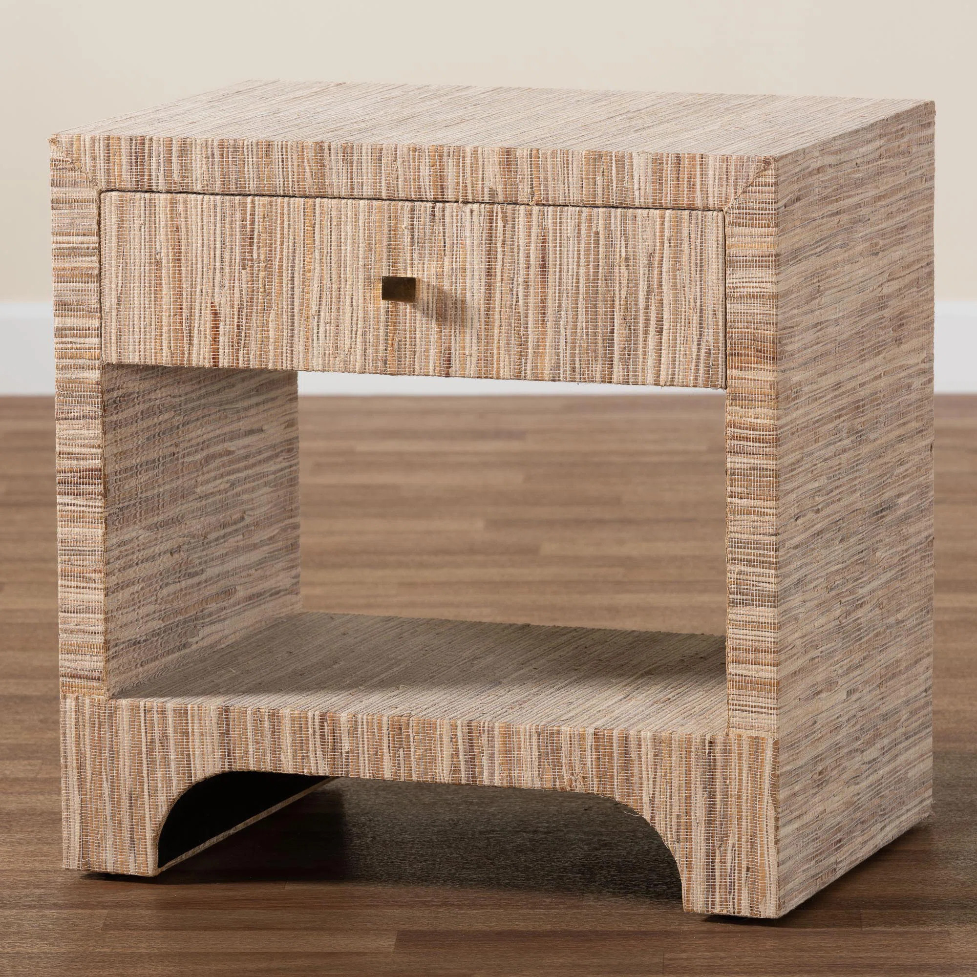Bali & Pari Julia Bohemian Woven Natural Grasscloth 1-Drawer Nightstand | Wayfair North America