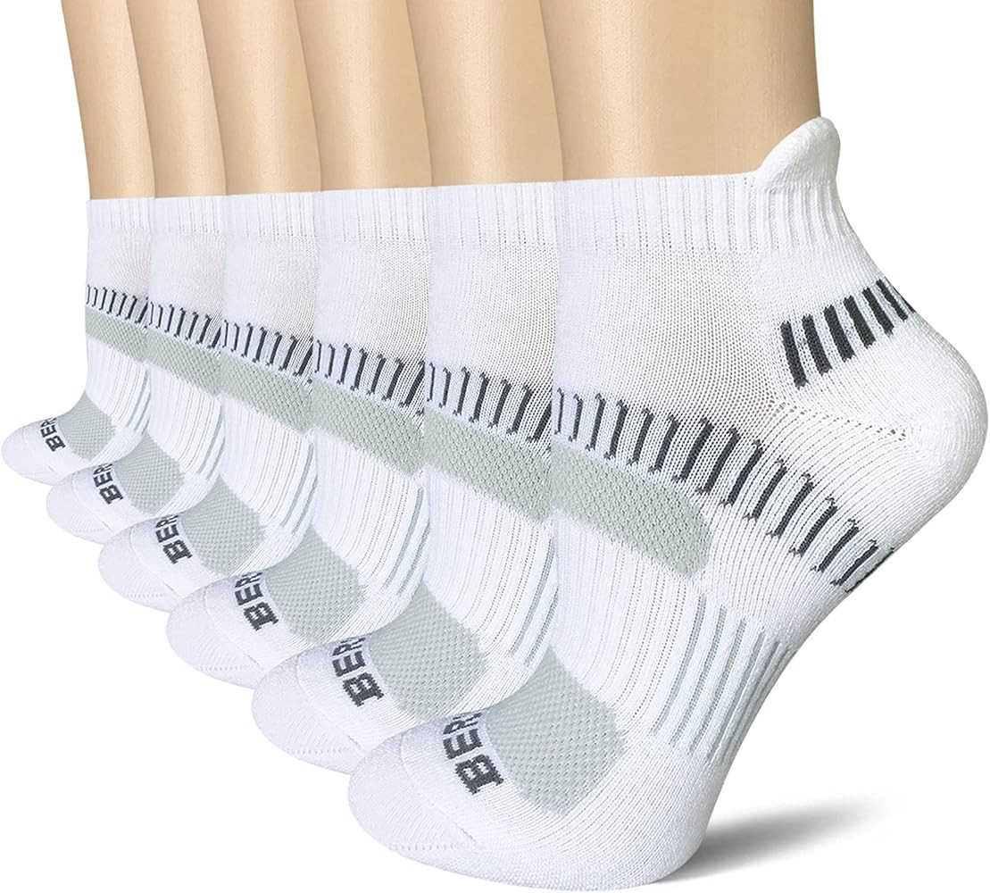 BERING Women's Athletic Running Cushioned Ankle Socks (6 Pairs) | Amazon (US)