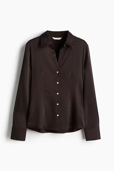 H & M - Taillierte Satinbluse - Braun - Damen | H&M (DE, AT, CH, NL, FI)