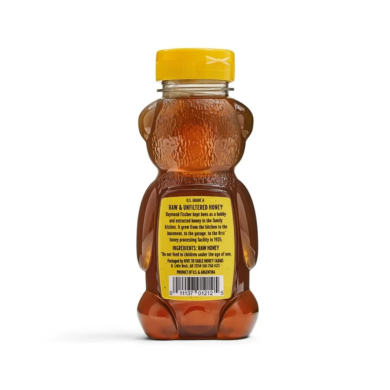 Fischer's Honey Bear 12oz, Clover Honey, Raw, Unfiltered, 100% Pure, Bear Squeeze Bottle | Walmart (US)