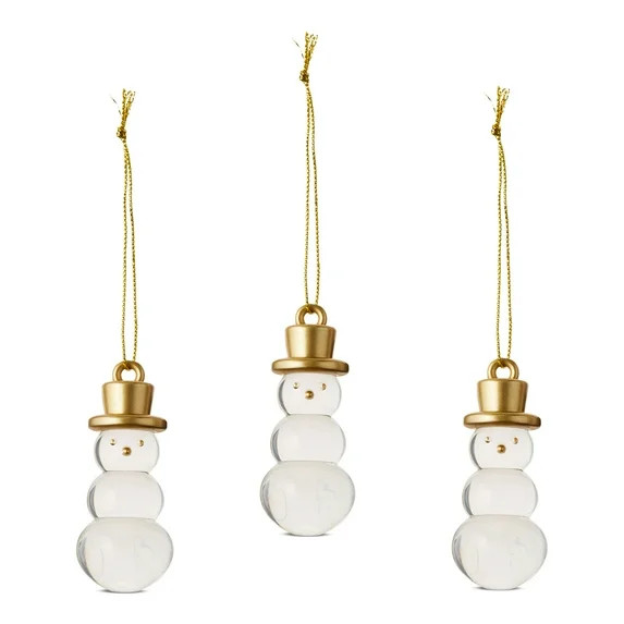 Clear and Gold Mini Snowman Ornaments, 4 Count, by Holiday Time | Walmart (US)