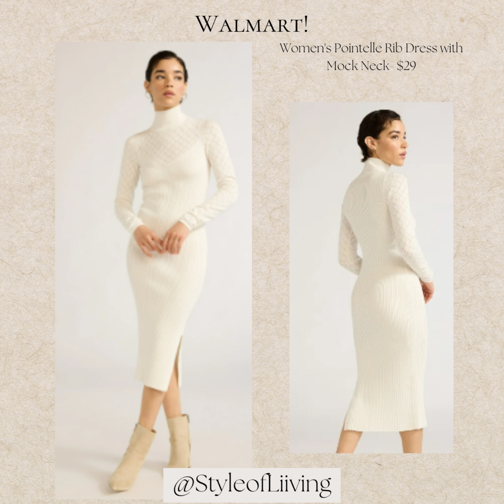 Walmart below the knee women’s ribbed sweater dress mock neck cream off white. Fitted dress. Fall fashion.

#LTKSeasonal #LTKFindsUnder50 #LTKStyleTip