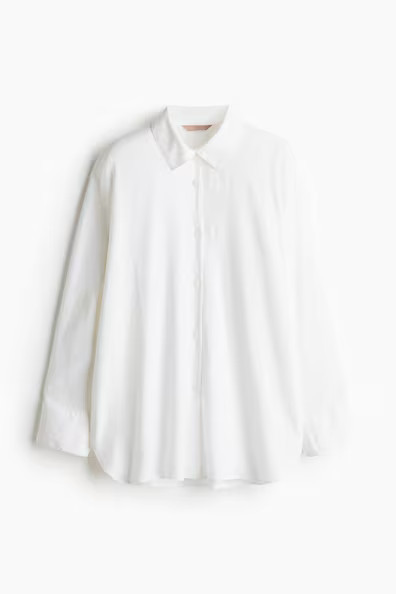 H & M - Linen-blend shirt - White | H&M (UK, MY, IN, SG, PH, TW, HK)