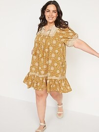 Puff-Sleeve Printed Mini Swing Dress for Women | Old Navy (US)