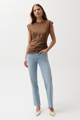 Aleks Mid Rise Straight Long Jean- Aegean | Pistola Denim