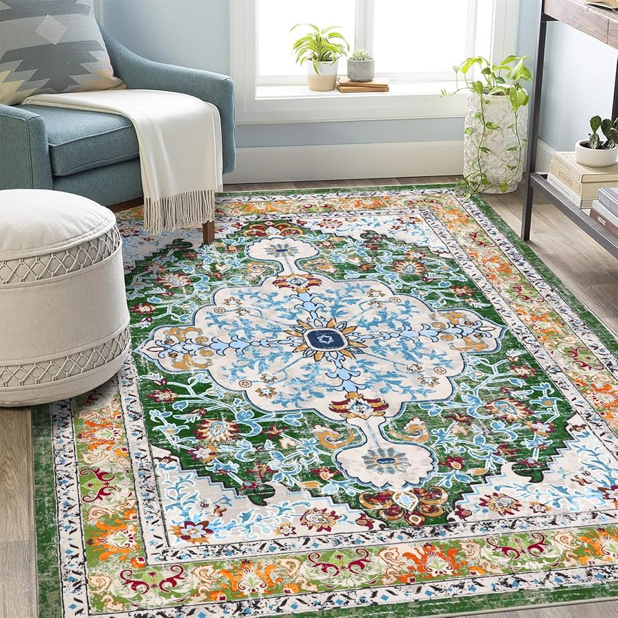 U'Artlines Boho Vintage Area Rug 5x7 Machine Washable Low Pile Soft Floor Carpet Non Slip Non She... | Amazon (US)