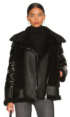 jocelyn Faux Sherpa Moto Jacket in Black from Revolve.com | Revolve Clothing (Global)