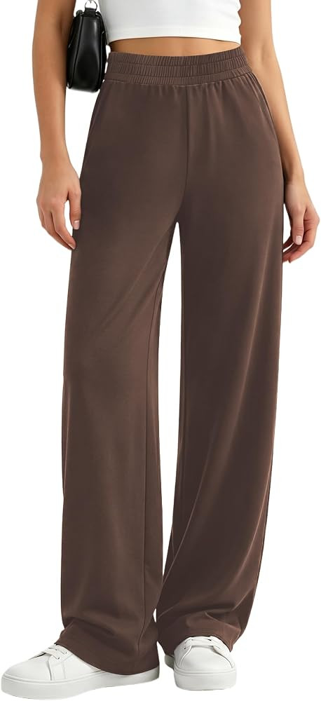 Women's Wide Leg Pants Summer, High Elastic Waist Casual Lounge Pants Modal Soft Comfy with Pocke... | Amazon (US)