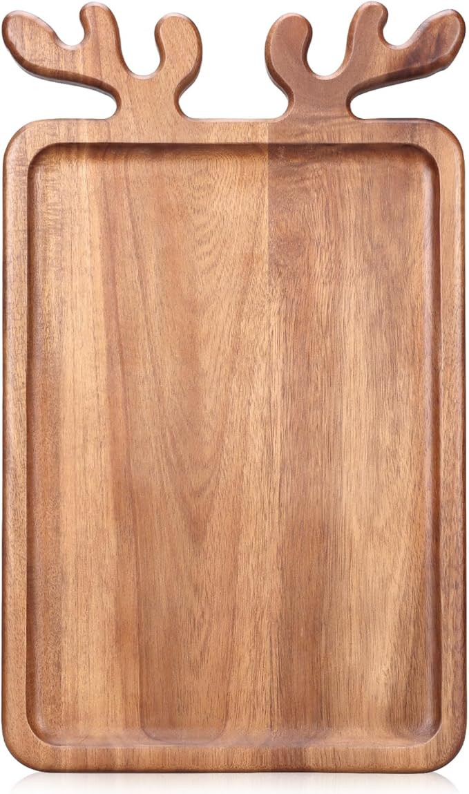 Renawe Large Acacia Wood Platter for Christmas Charcuterie Board Festive Fruit Veggie Trays Woode... | Amazon (US)