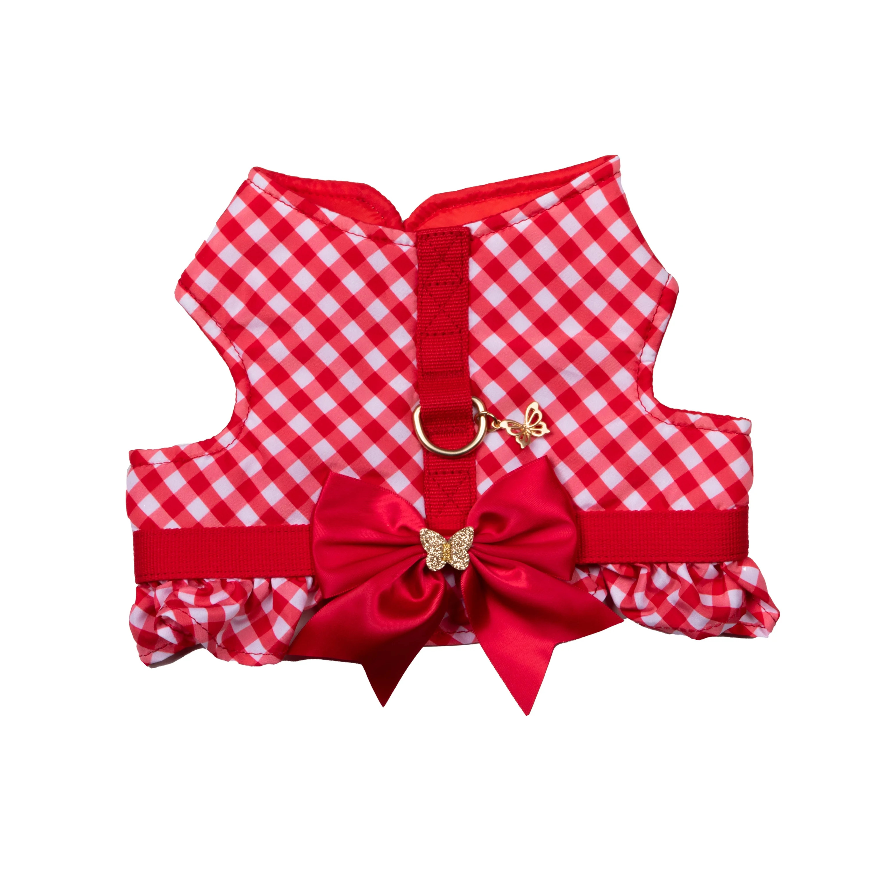 Dog Harness, Doggy Parton Gingham Dog Harness with Bow, Red, XS | Walmart (US)