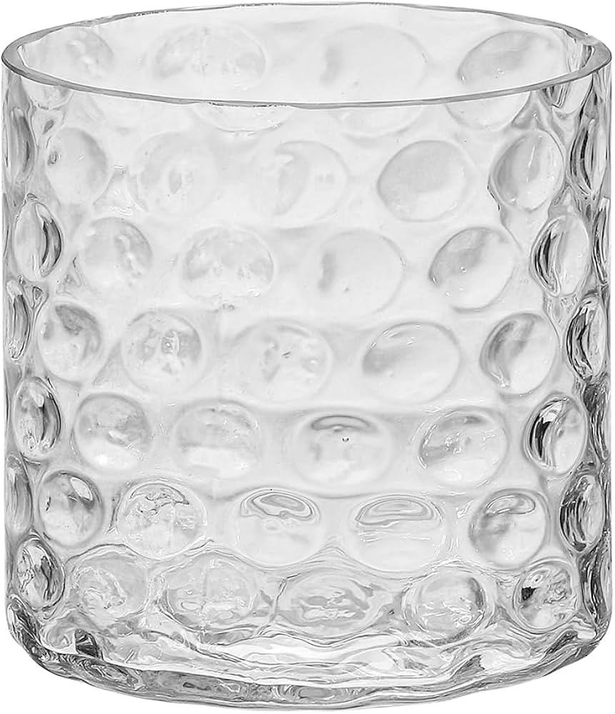 6" Wide 6" High Decorative Glass Cylinder Vase with Dimpled Circle Pattern, 8 Inch Tall, Clear (1... | Amazon (US)