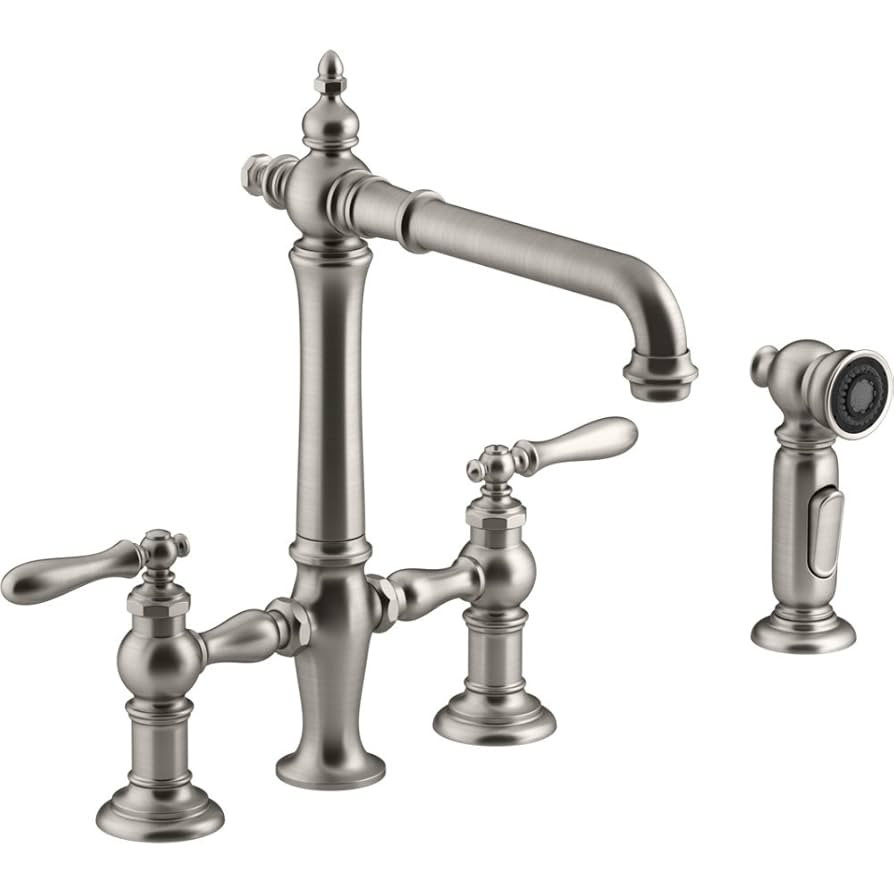 Kohler 76519-4-VS K-76519-4-VS Artifacts Deck-Mount Bridge Kitchen Sink Faucet with Lever Handles... | Amazon (US)