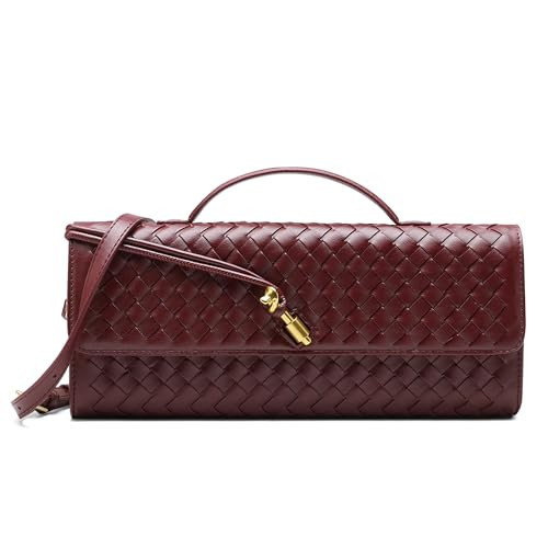 NEWBELLA Woven shoulder organ bag Fashion clutch bag For Women crossbody bags (Burgundy) | Amazon (US)