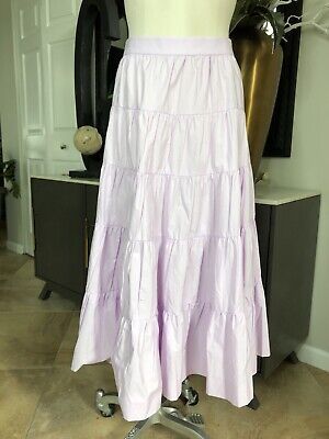 J Crew Women 14 Lavender A-Line 100% Cotton Tiered Midi Skirt LL | eBay US