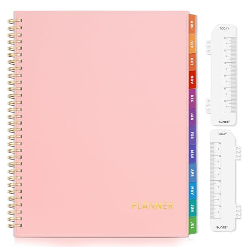 SUNEE 17 Month Academic Planner 2024-2025 Weekly and Monthly - from August 2024 - December 2025, 8.5"x11" School Year Daily Planner with Monthly Tab, Flexible Cover, Note Page, Pocket, Bookmark,Pink | Amazon (US)