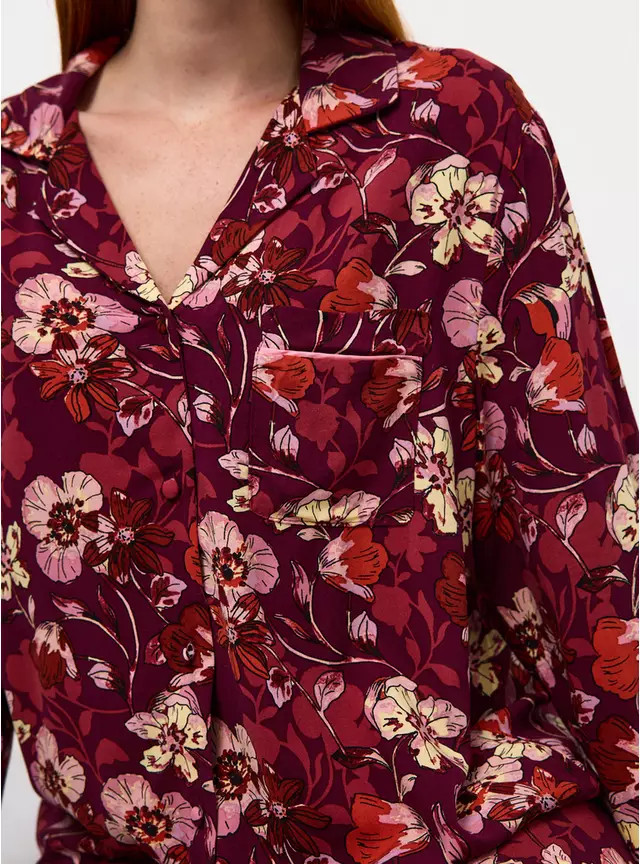 Plum Vintage Floral Printed Traditional Pyjamas M | Tu Clothing