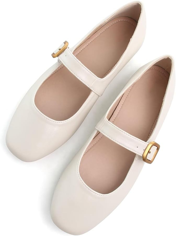 TN TANGNEST Leather Flats for Women Comfortable Square Toe Slip On Flats Soft Work Flats Retro Ma... | Amazon (US)