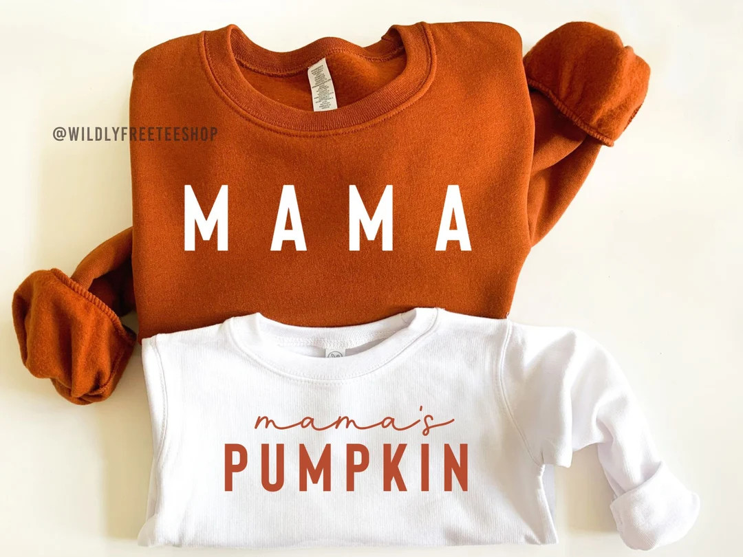 Mama and Mamas Pumpkin Fall Sweatshirts, Mommy and Me Sweaters, Mom Baby Outfit, Matching Outfits... | Etsy (US)