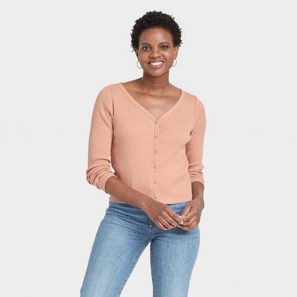 Women's Long Sleeve V-Neck Button-Front T-Shirt - Universal Thread™ | Target