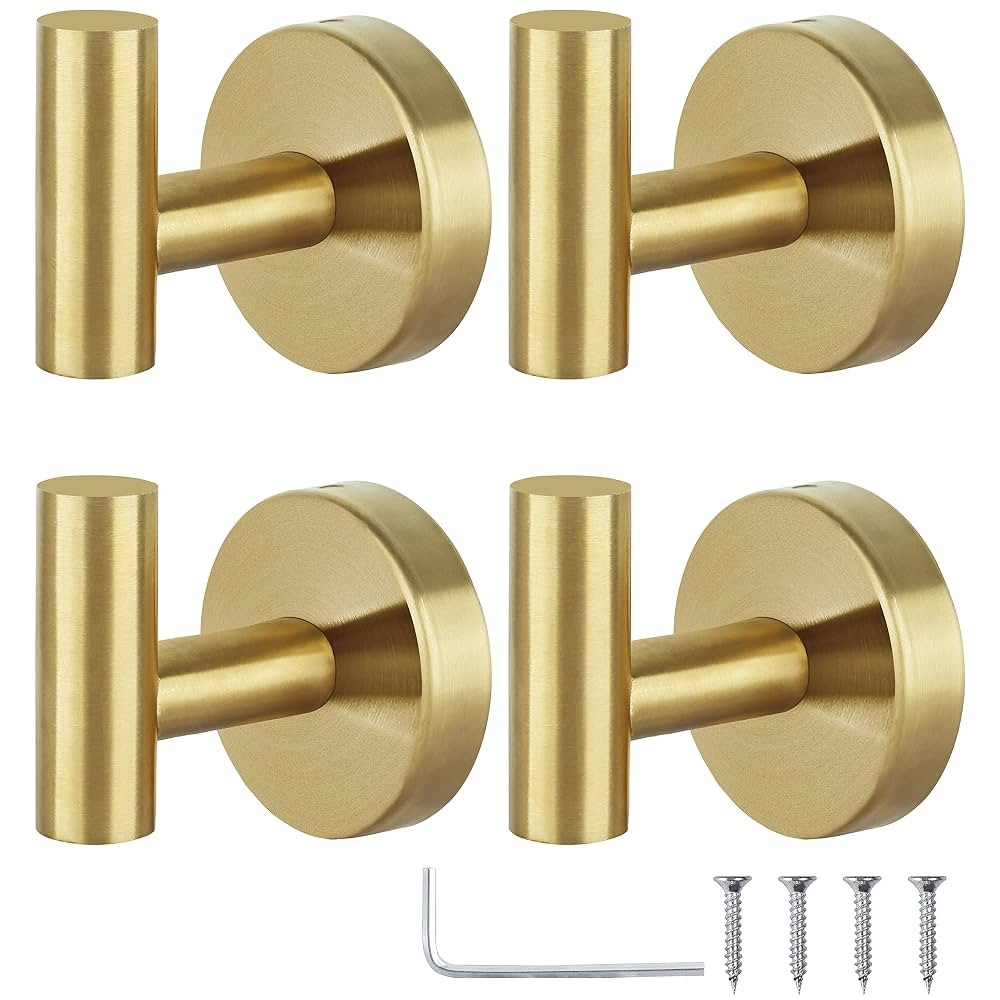 Towel Hooks Bathroom Coat Robe Hook Stainless Steel Heavy Duty Door Hanger Towel Robe Clothes Cab... | Amazon (US)