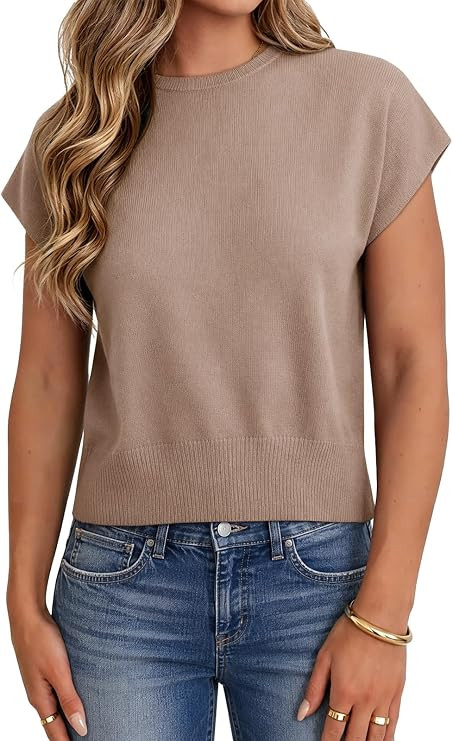 UNCLECAT Short Sleeve Sweater for Women Knit Fall Pullover Tops | Crew Neck,Cap Sleeve,Lightweigh... | Amazon (US)