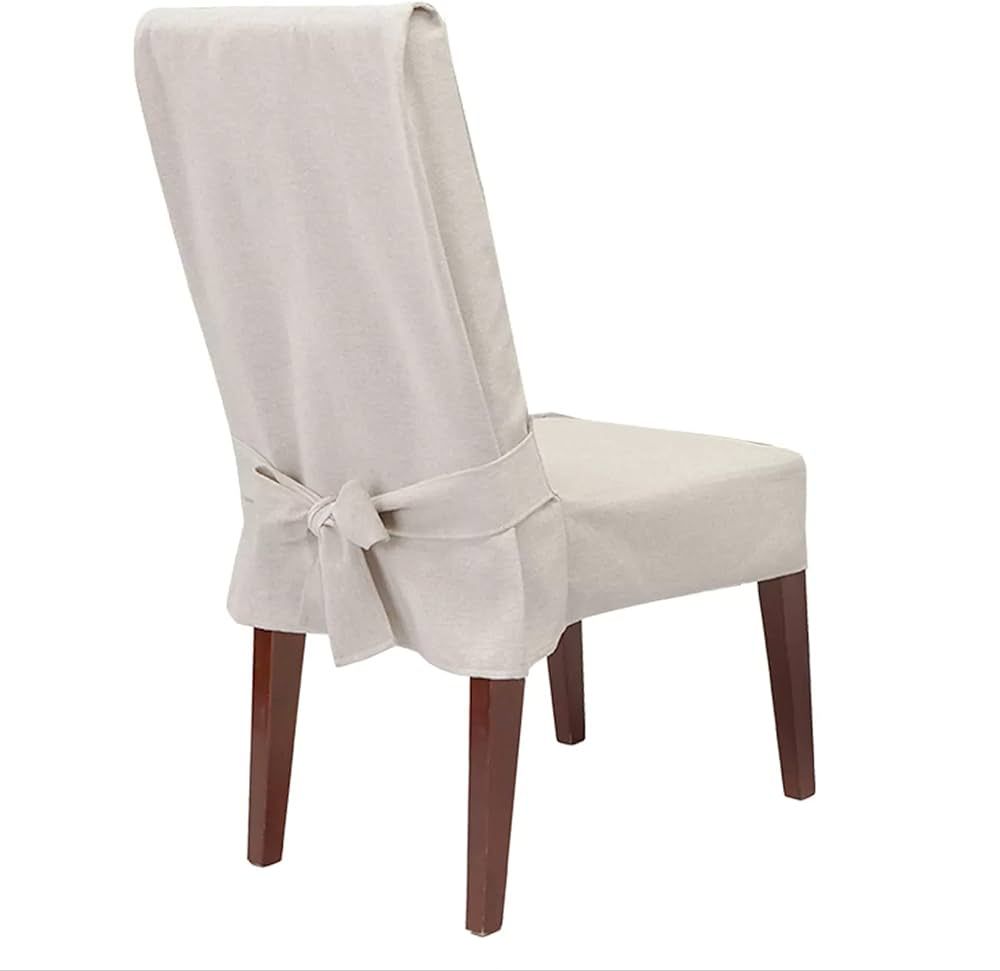 SureFit Farmhouse Basketweave Short Dining Chair Slipcover in Oatmeal | Amazon (US)