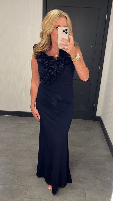 Mother of the bride or mother of the groom dress, navy evening gown, mother of the bride gown, black tie wedding gown, mob dress, mog dress, daughter wedding, son wedding 

#LTKover40 #LTKwedding #LTKSeasonal