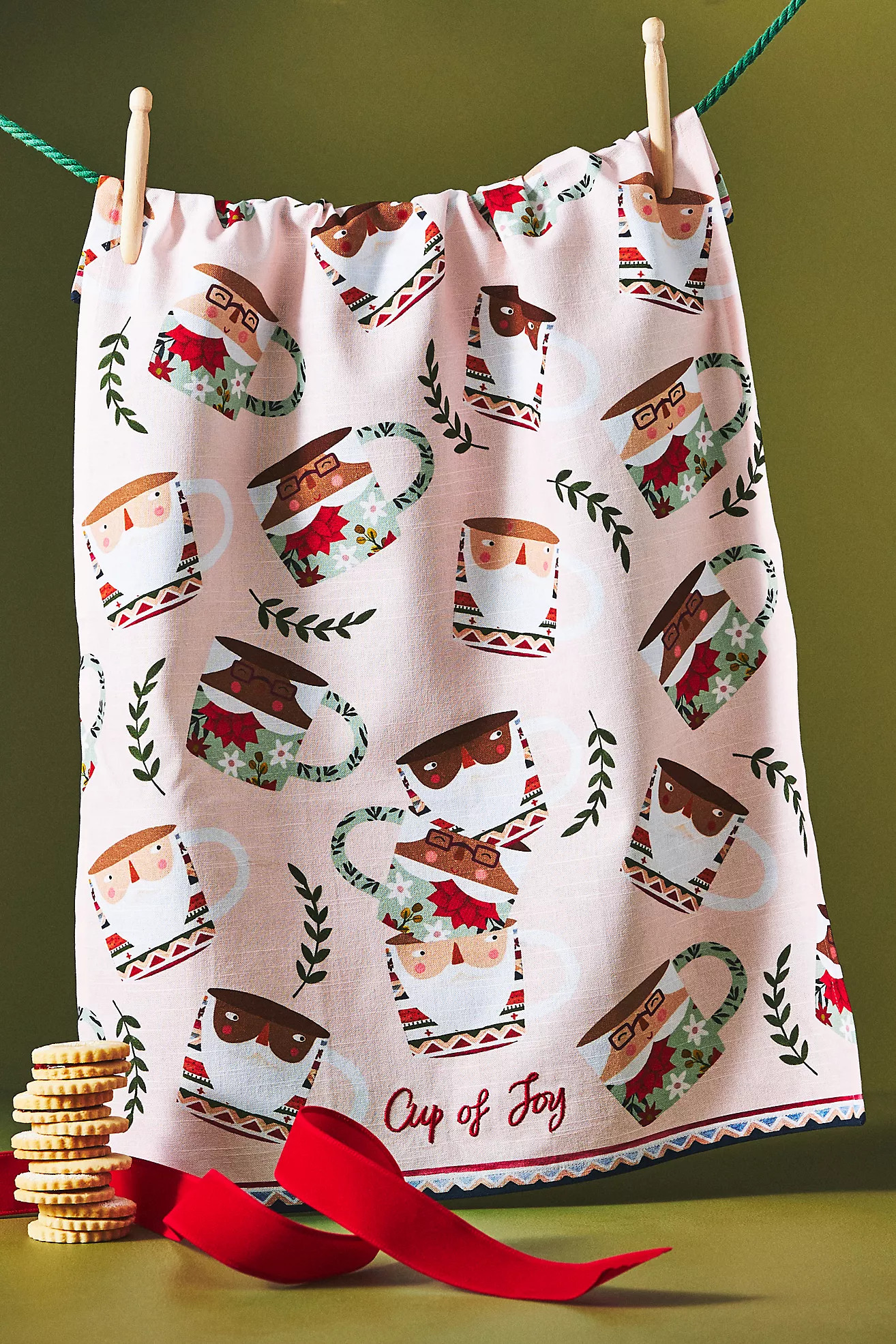 Fotini Tikkou Santa Mugs Dish Towel | Anthropologie (US)