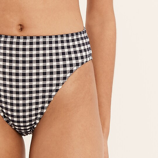 High-rise bikini bottom in gingham | J. Crew US
