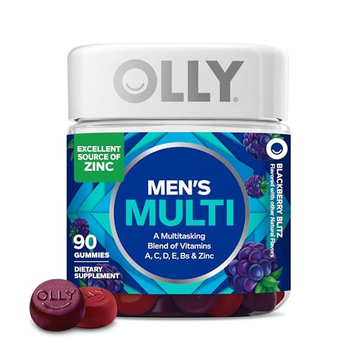 OLLY Men's Multivitamin Gummy, Vitamins A, C, D, E, B, Zinc, Blackberry Flavor, 45 Day Supply - 9... | Amazon (US)
