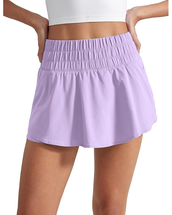 CRZ YOGA Athletic Shorts for Women High Waisted Flowy Ruffle Skirt Overlay for Workout Running Te... | Amazon (US)