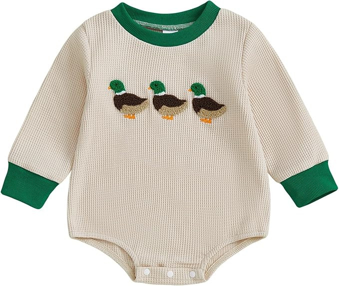 Newborn Baby Boy Girl Fall Clothes Funny Letter Print Sweatshirt Romper Oversized Infant Long Sle... | Amazon (US)