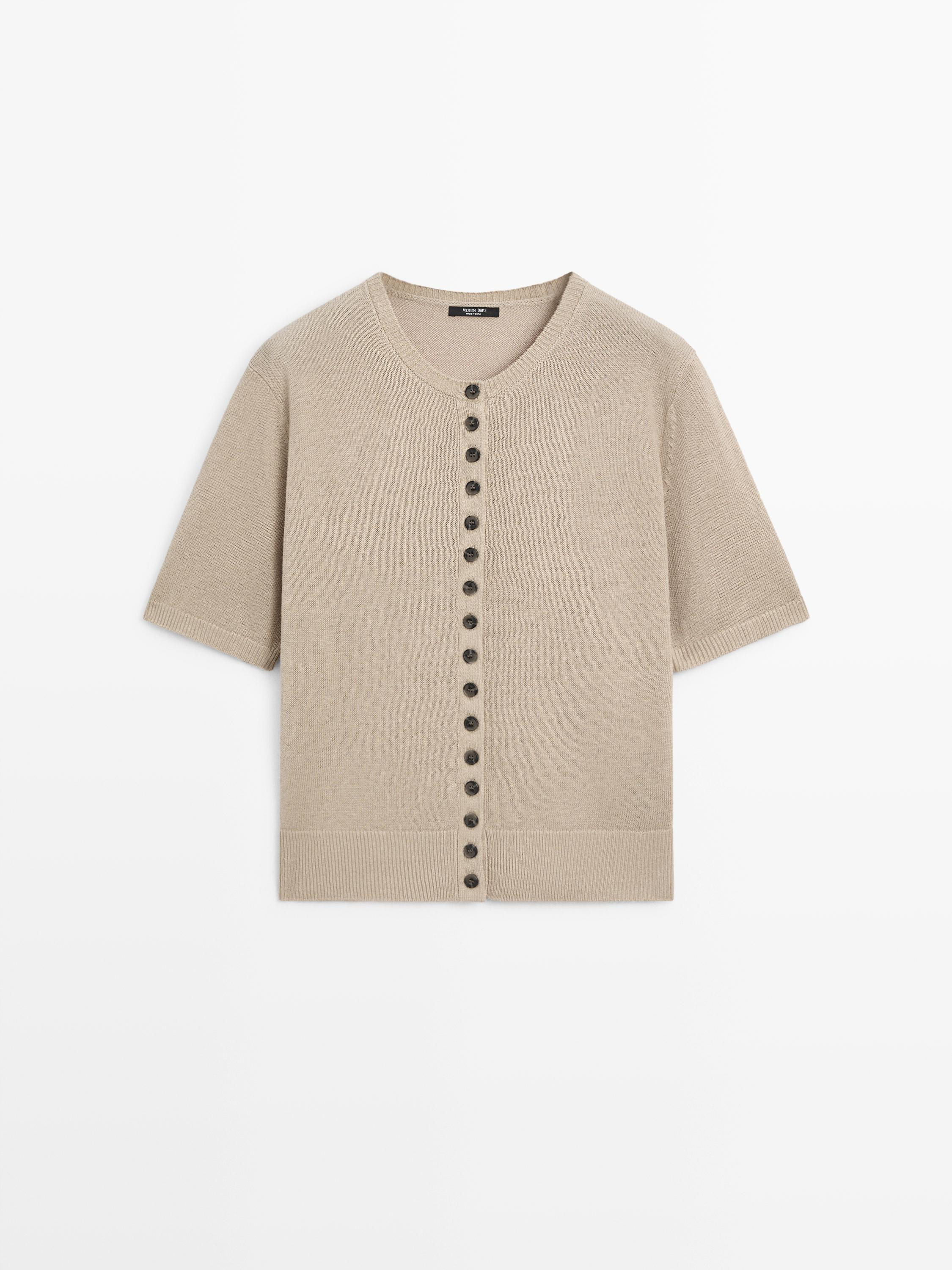 Cardigan kurze Ärmel Leinenmischgewebe | Massimo Dutti DE