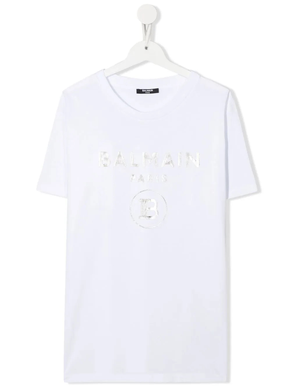 Balmain Kids TEEN metallic-logo print T-shirt - White | Farfetch Global