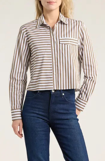 rag & bone Mina Stripe Crop Cotton Shirt | Nordstromrack | Nordstrom Rack