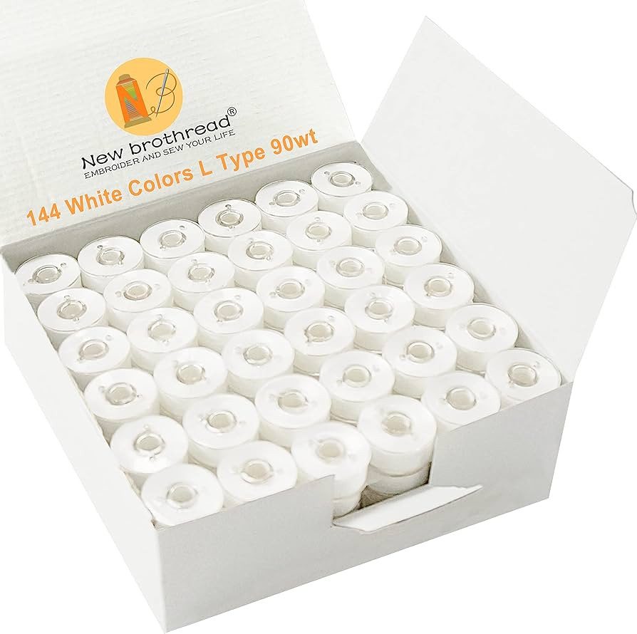New brothread 144pcs Type L (SA155) Size White Prewound Bobbin Thread Plastic Side for Commercial... | Amazon (US)