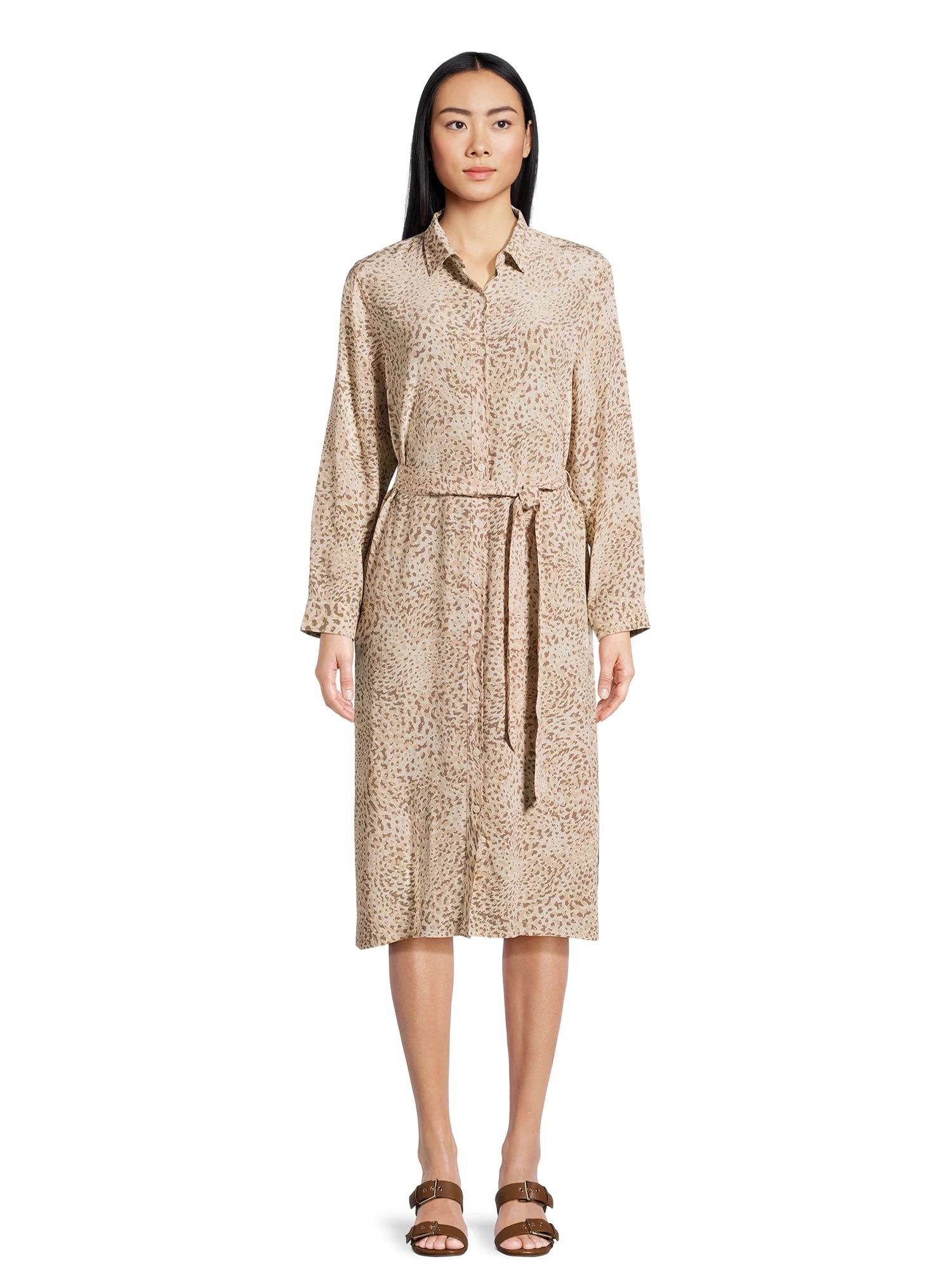 Time And Tru Women Long Sleeve Shirt Dress | Walmart (US)