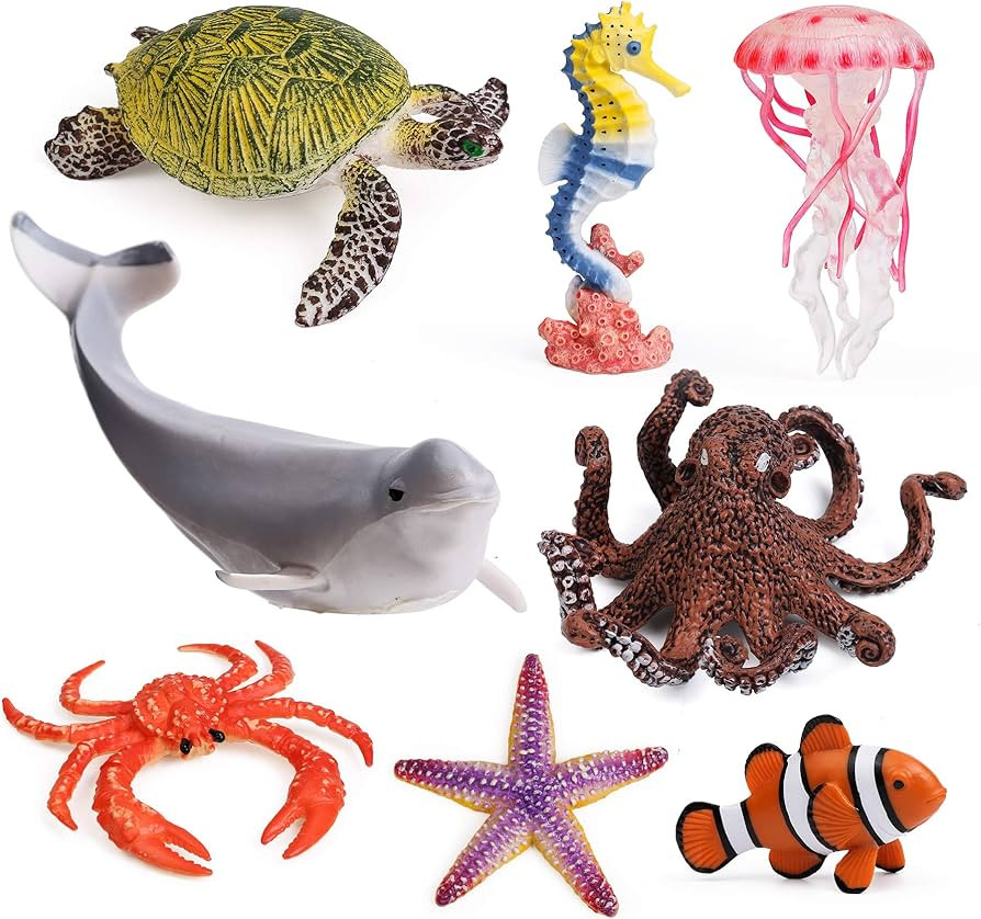 UANDME 8pcs Sea Animal Figures Realistic Ocean Animal Figurines Toy Playset for Kids Cake Toppers... | Amazon (US)