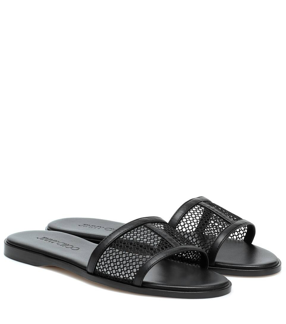 Minea leather-trimmed mesh slides | Mytheresa (DACH)