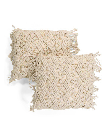 20x20 2pk Indoor Outdoor Baja Macrame Pillows | Marshalls
