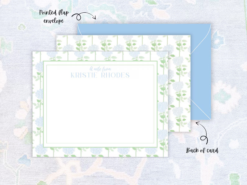 Personalized Floral Stationery Set | Blue Hydrangea Stationery | Personalized Floral Note Card | ... | Etsy (US)