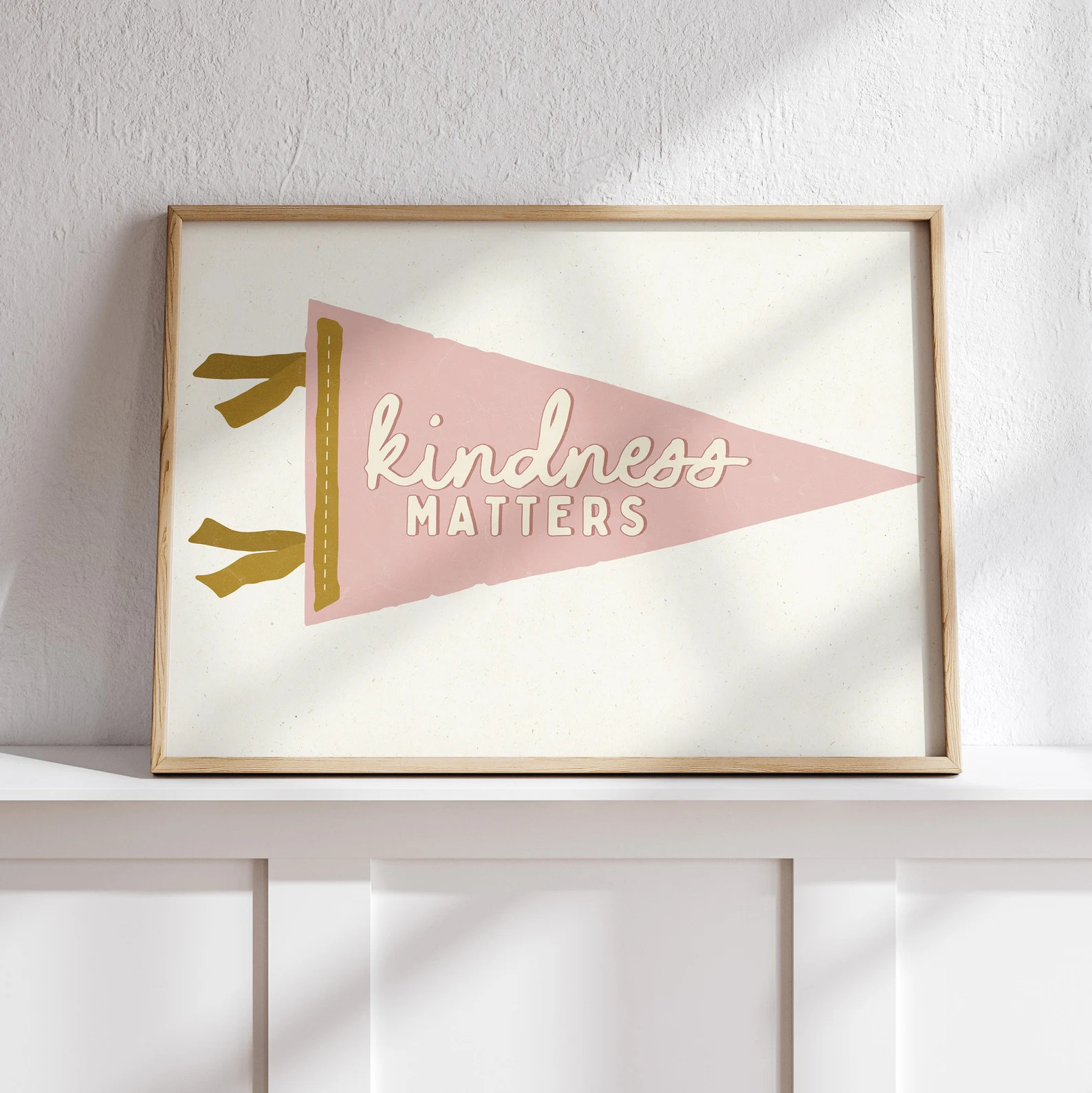 Printable Pennant Flag Kindness Matters Wall Art Blush Pink Girls Decor Playroom Kids Wall Art Mo... | Etsy (US)