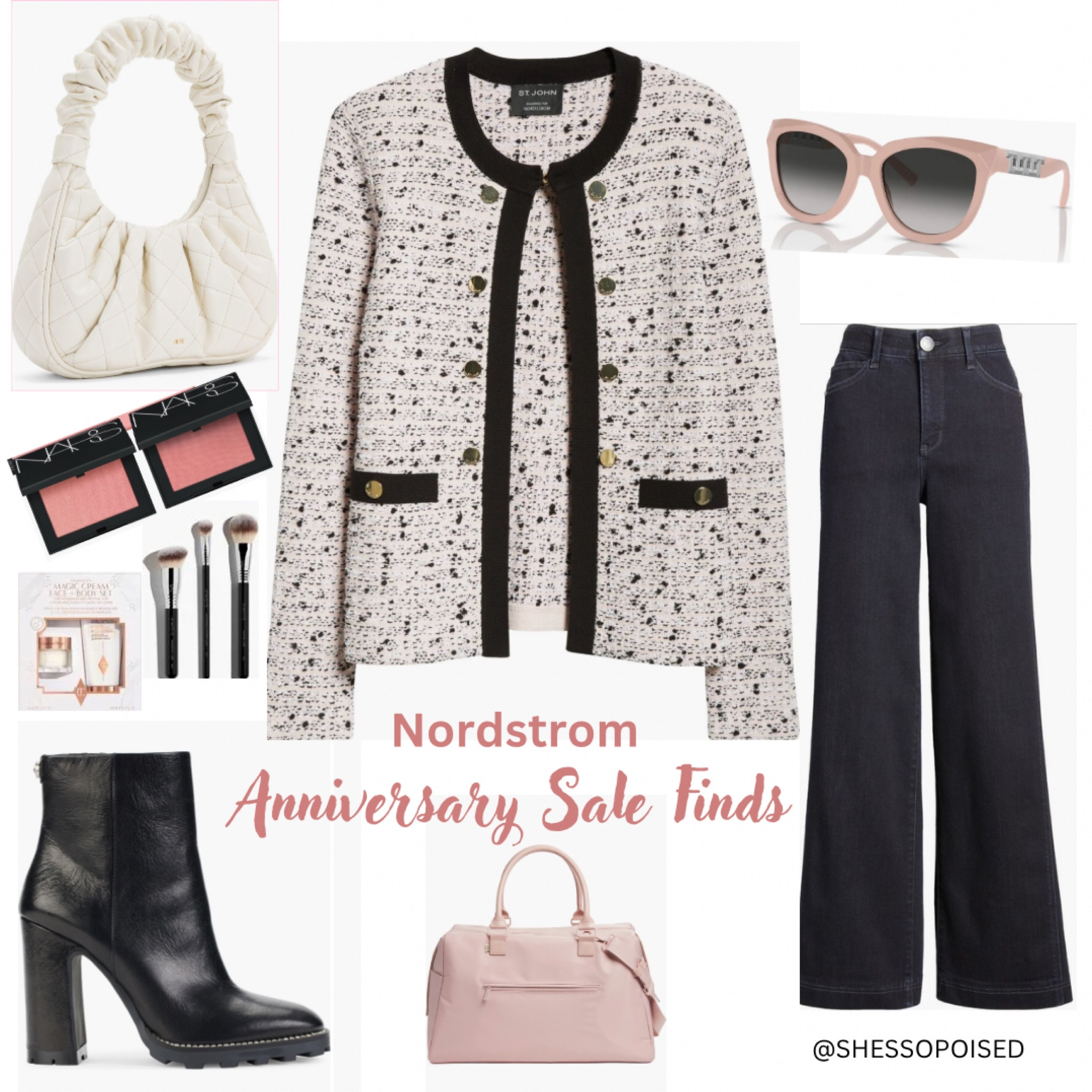 Loving this classic tweed jacket! It’s a little more pink than appears in the photo. How cute are these Tiffany pink sunglasses. So many fun fashion and beauty finds from the Nordstrom Anniversary sale. The quilted handbag is also available in black. 

#LTKxNSale #LTKTravel #LTKOver40