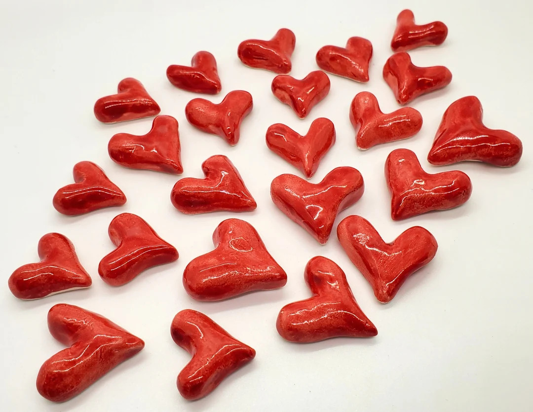 HEART CABS - Glazed on the front only - flat back -  Any color!  Buy more get a discount! Great f... | Etsy (US)