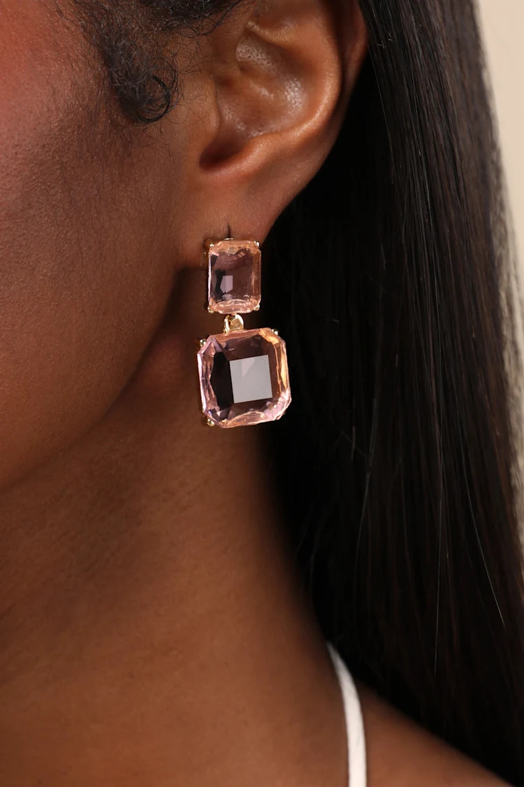 Alvilda Pink Rhinestone Drop Earrings | Lulus