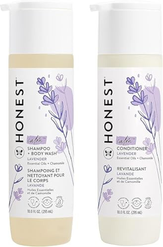 The Honest Company Silicone-Free Conditioner & 2-in-1 Cleansing Shampoo Body Wash Duo Gentle for Baby, Naturally Derived, Lavender Calm, 20 fl oz | Amazon (US)